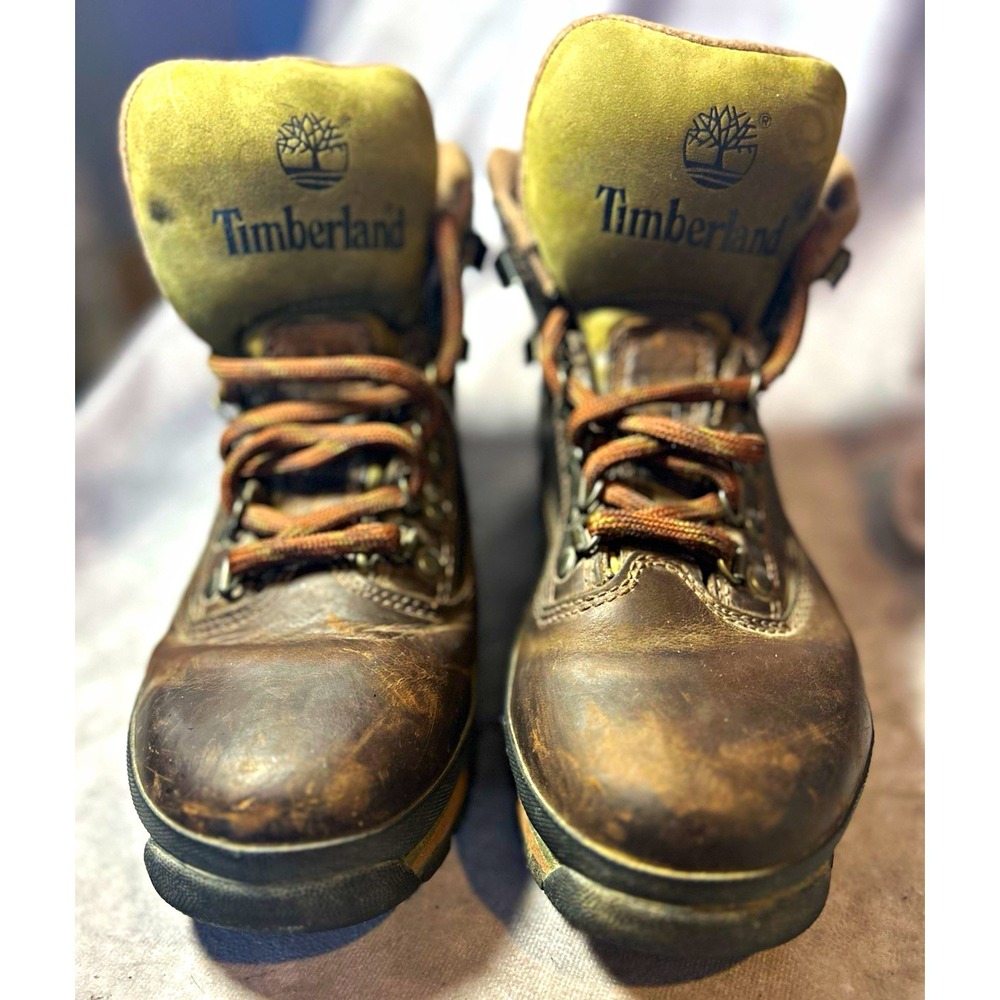 Timberland 95310 Men's 9.5M Brown Leather Hiking Boots Vintage Outdoor Hiker